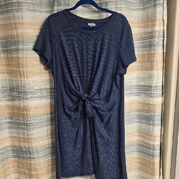 T By Talbots Tie Front Short Sleeve T-Shirt Dress Sheath In Navy - Picture 1 of 7